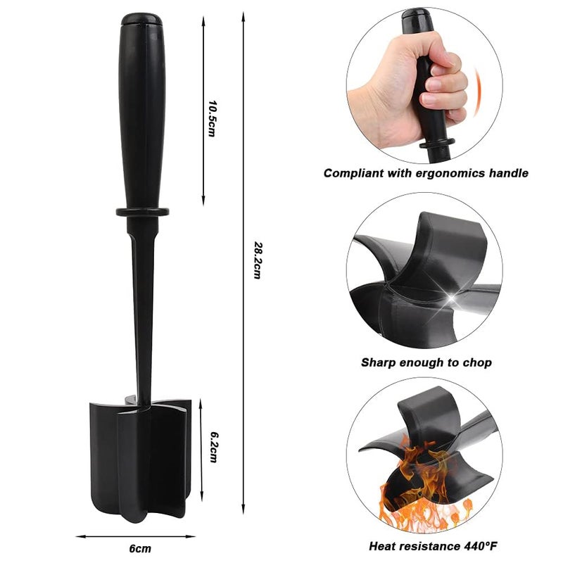 SARVANGAH SARVANGAH Meat Chopper 5 Curve Blades Ground Potato Masher Heat Resistant Grip Handle Mesher and Smasher for MeatPotatoTomatoesFruit Salads and More Premium Mix Chopper Tool  - Image 3