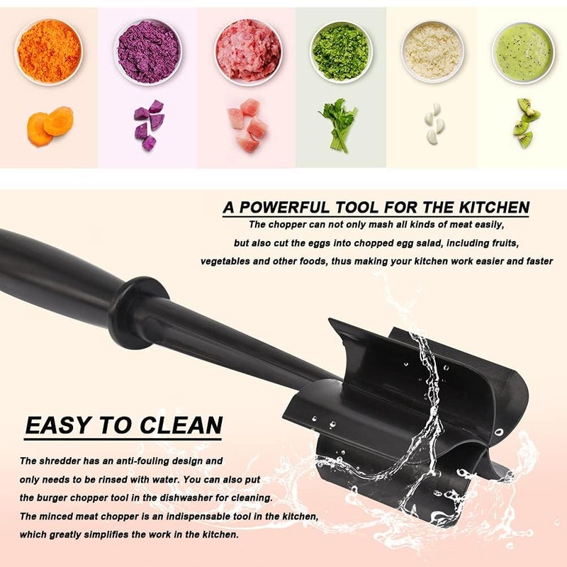 SARVANGAH SARVANGAH Meat Chopper 5 Curve Blades Ground Potato Masher Heat Resistant Grip Handle Mesher and Smasher for MeatPotatoTomatoesFruit Salads and More Premium Mix Chopper Tool  - Image 4