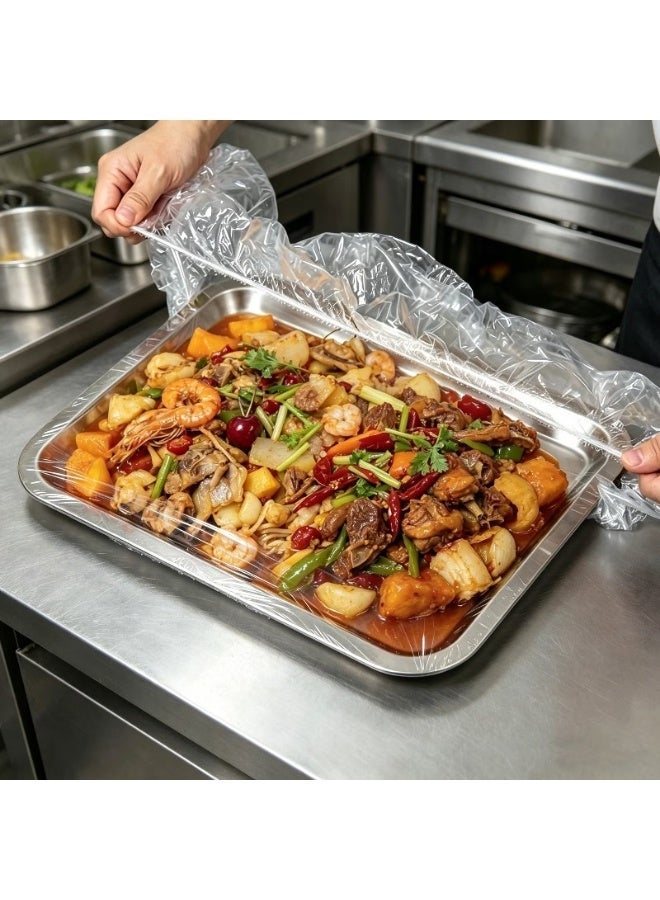 100pcs Large Reusable and Flexible Food Covers for Trays, Pots and Pans -  For less than 2 L.E make your food healthy and clean from dust and insects - Image 2