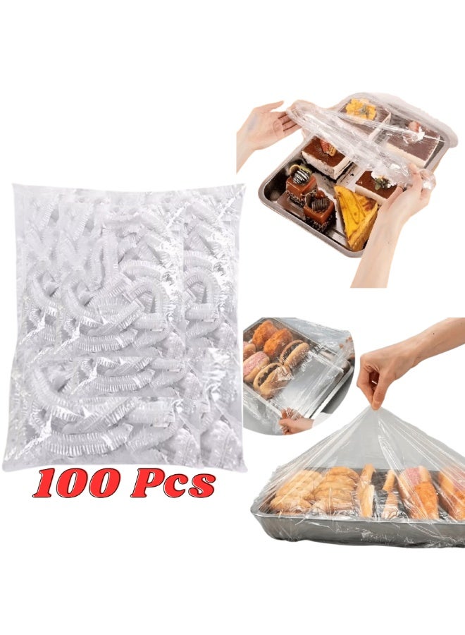 100pcs Large Reusable and Flexible Food Covers for Trays, Pots and Pans -  For less than 2 L.E make your food healthy and clean from dust and insects - Image 1