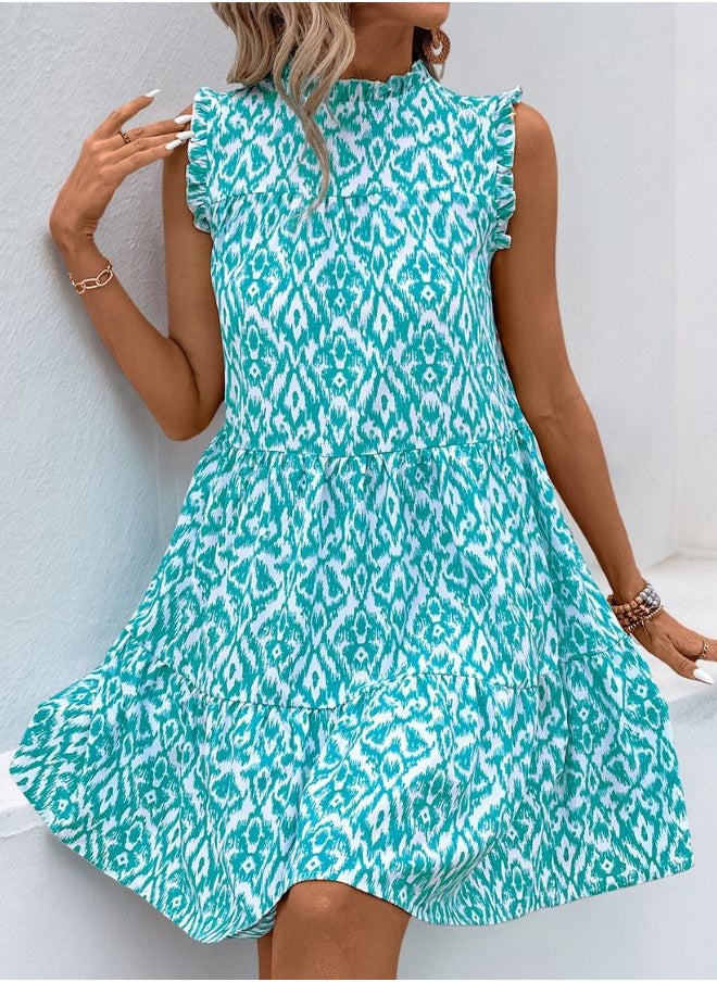 Tepveisoy Women's Casual And Fashionable Lace Collar Floral Printed Sleeveless Dress Sleeveless Dress  - Image 2