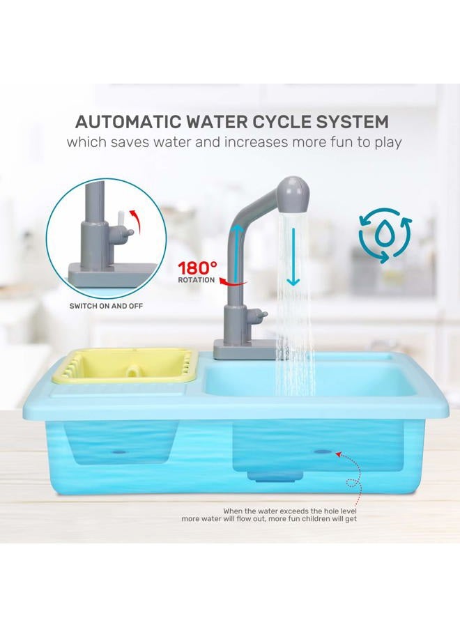 Cute Stone Color Changing Kitchen Sink Toys, Children Heat Sensitive Electric Dishwasher Playing Toy with Running Water, Automatic Water Cycle System Play House Pretend Role Play Toys for Boys Girls - Image 4