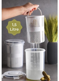 PLASTART Storage Container with Strainer (Olives, Pickles)  - Image 1
