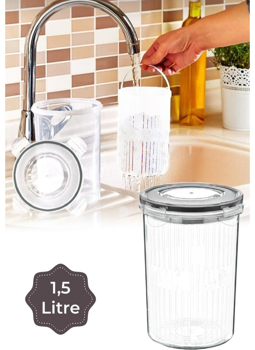 PLASTART Storage Container with Strainer (Olives, Pickles)  - Image 2