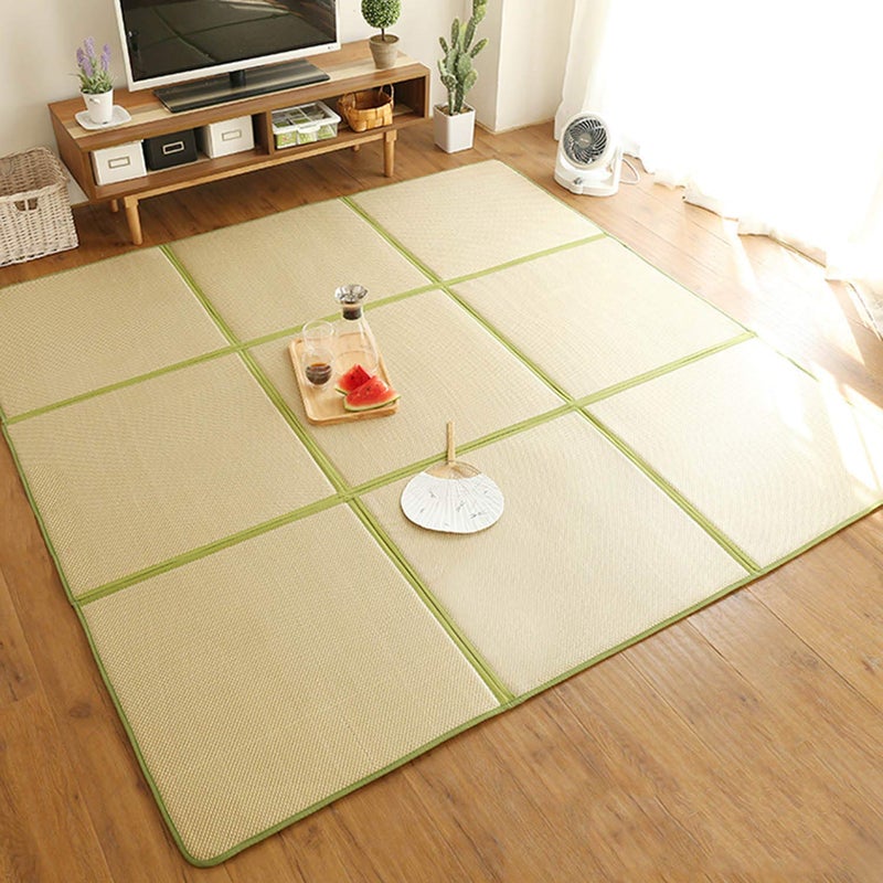 MYOYAY MYOYAY 71 x 71 Tatami Mat Rattan Japanese Floor Mats 047 Thickness Large Memory Foam Breathable Sleeping Mat NonSlip Crawling Mats Living Room Bedroom Area Rug with Storage Bag 