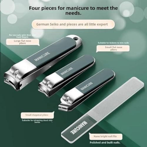 Simois Stainless Steel 10 In 1 Nail Clippers Set Portable Manicure and Pedicure Kit, Travel Mini Nail Kit with Leather Case, Nail File Fingernail Clipper Nail Cutter kit for Men and Women (Pack Of 1) (Dark Green) - Image 4
