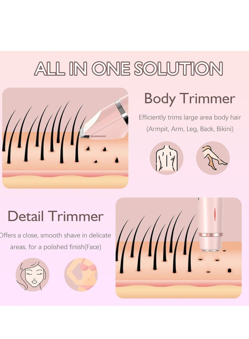 Bikini Trimmer and facial hair remover Electric Razors with Double Head Dual Purpose Hair Trimmer Ipx7 Waterproof Wet  Dry Use Electric Shaver for Legs arms Body parts and Underarm (Pink color) - Image 3