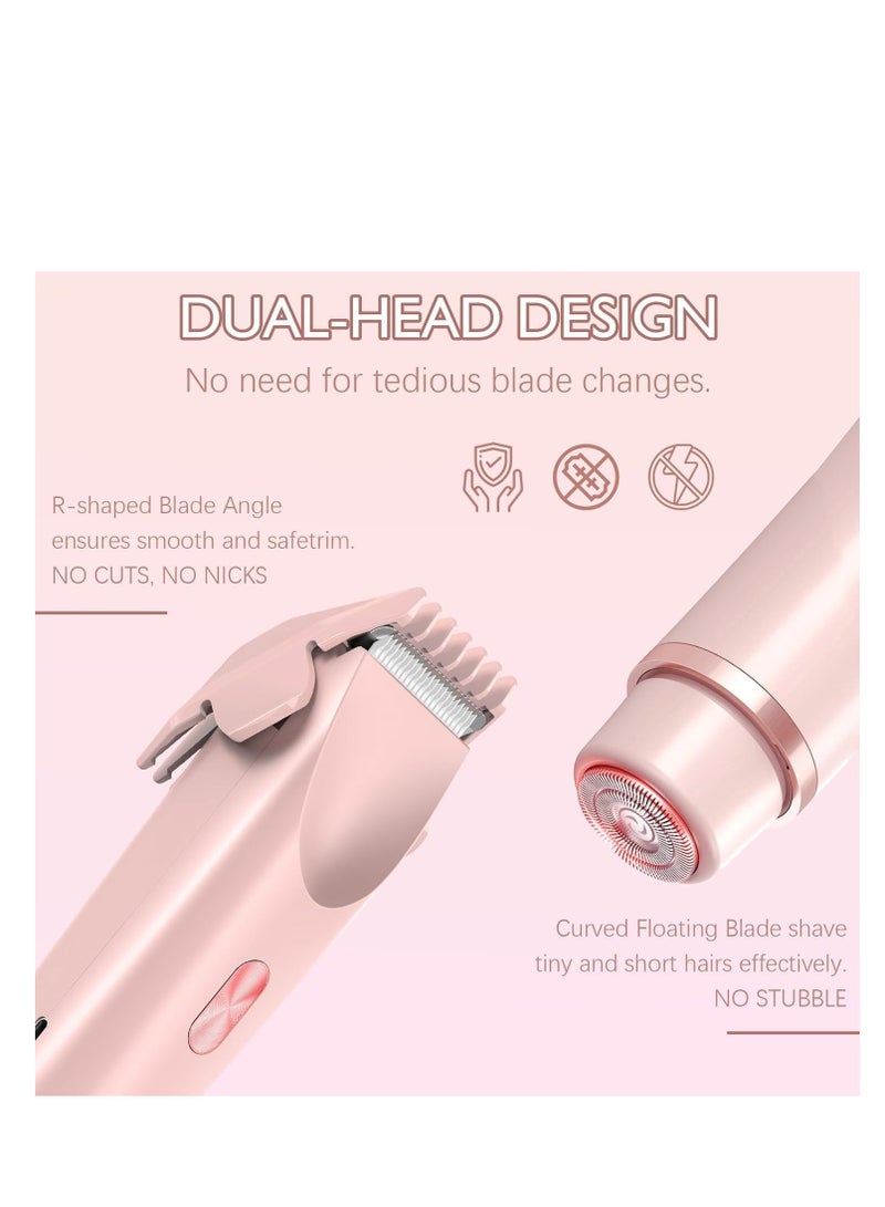Bikini Trimmer and facial hair remover Electric Razors with Double Head Dual Purpose Hair Trimmer Ipx7 Waterproof Wet  Dry Use Electric Shaver for Legs arms Body parts and Underarm (Pink color) - Image 5