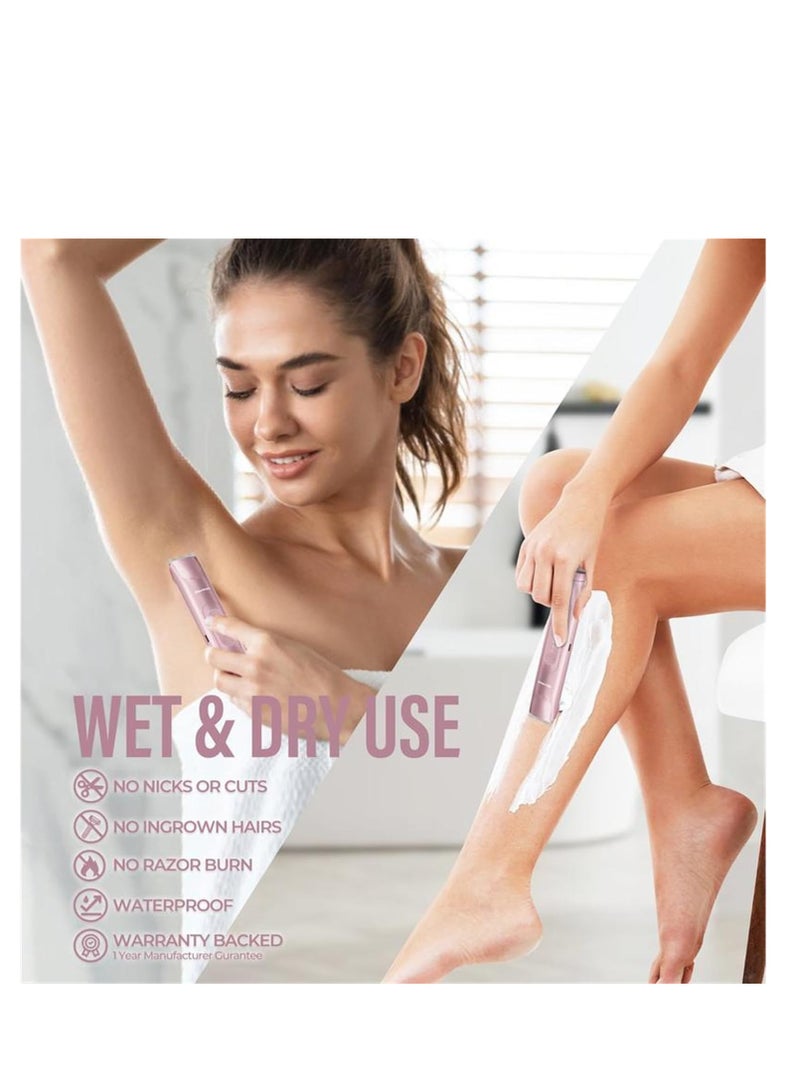 Bikini Trimmer and facial hair remover Electric Razors with Double Head Dual Purpose Hair Trimmer Ipx7 Waterproof Wet  Dry Use Electric Shaver for Legs arms Body parts and Underarm (Pink color) - Image 4