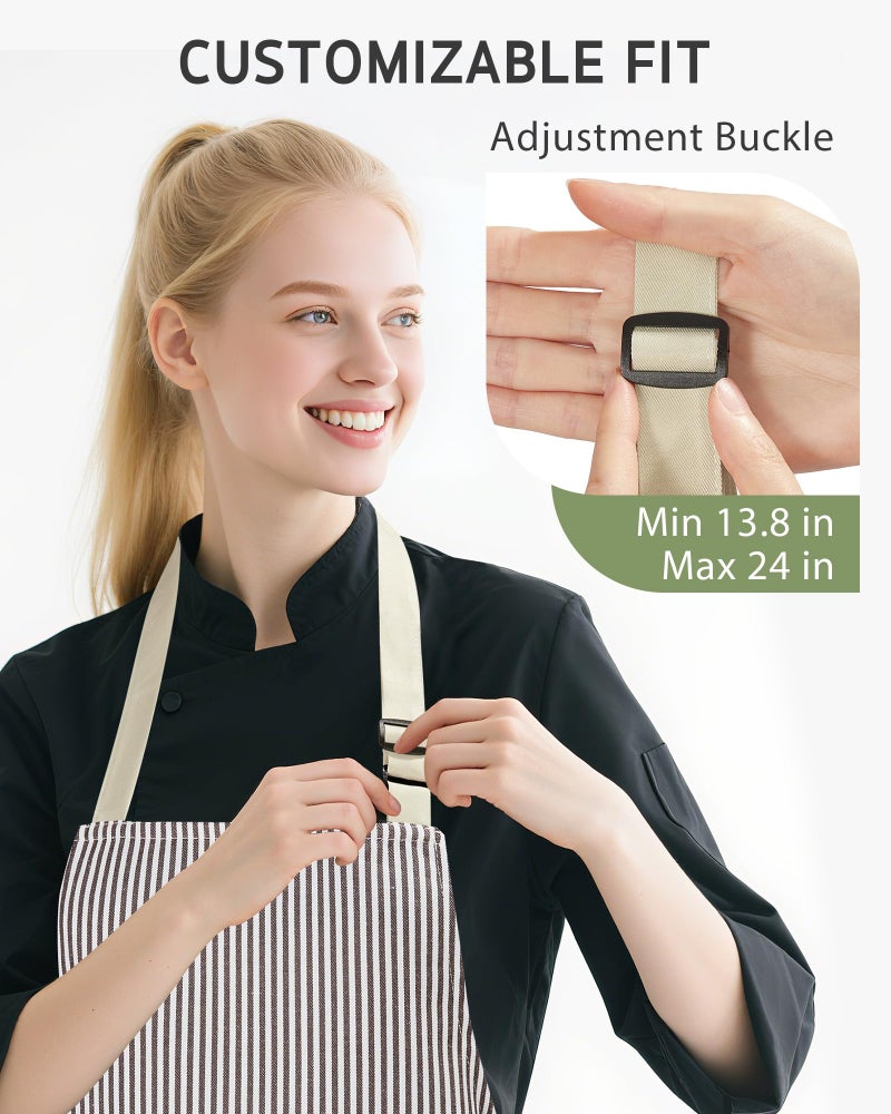 Syntus 2 Pack Kitchen Aprons, Apron for Cooking with 2 Pockets for Men Women Adjustable Bib Chef Apron - Image 4