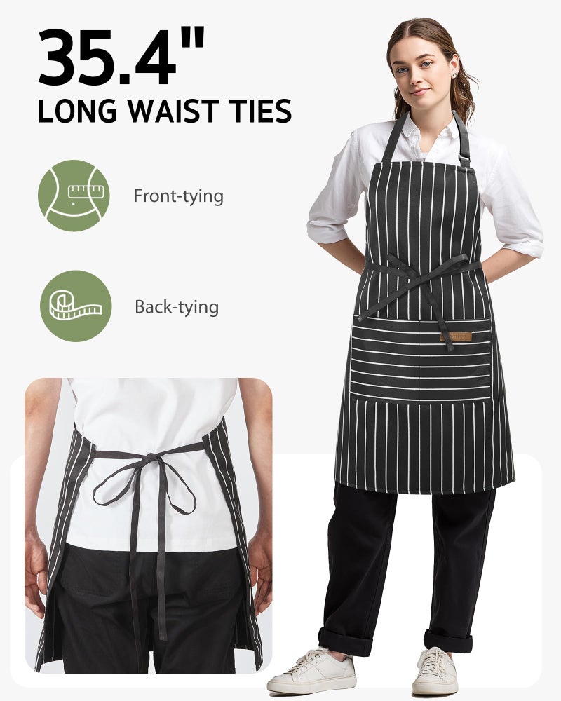 Syntus 2 Pack Kitchen Aprons, Apron for Cooking with 2 Pockets for Men Women Adjustable Bib Chef Apron - Image 5