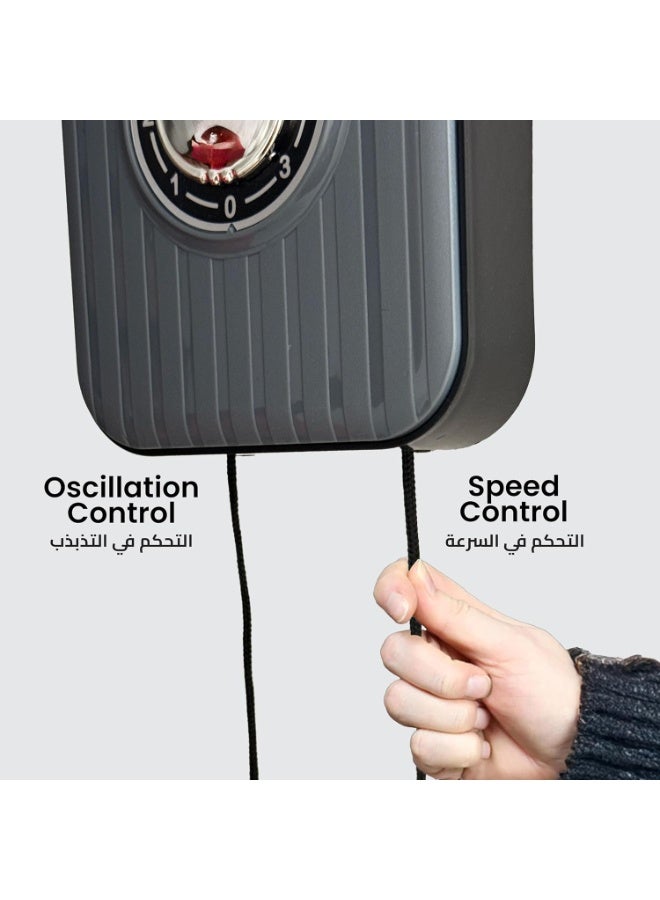 Flexi مروحة كهربائية مثبتة على الحائط بقطر 16 بوصة - مروحة معدنية بثلاث سرعات وتدفق هواء عالي مع دوران 180° - للاستخدام في المنزل، المكتب، الصالة الرياضية، السكن، خيمة الزراعة - تشمل قاعدة تثبيت على الحائط - Image 3