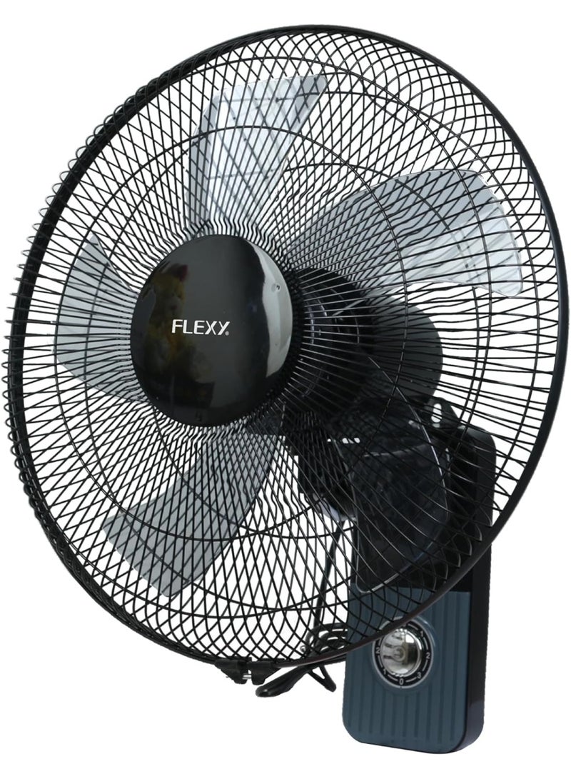 Flexi مروحة كهربائية مثبتة على الحائط بقطر 16 بوصة - مروحة معدنية بثلاث سرعات وتدفق هواء عالي مع دوران 180° - للاستخدام في المنزل، المكتب، الصالة الرياضية، السكن، خيمة الزراعة - تشمل قاعدة تثبيت على الحائط - Image 2