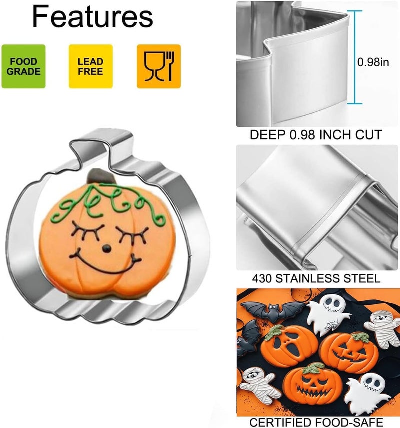 Q-BAKER Halloween Cookie Cutters Set- 3 Pieces Holiday Cookie cutter Stainless Steel Baking Cutter Molds Pumpkin, Ghost, Bat Cookie Cutters Holiday Decorative Party Supplies - Image 3
