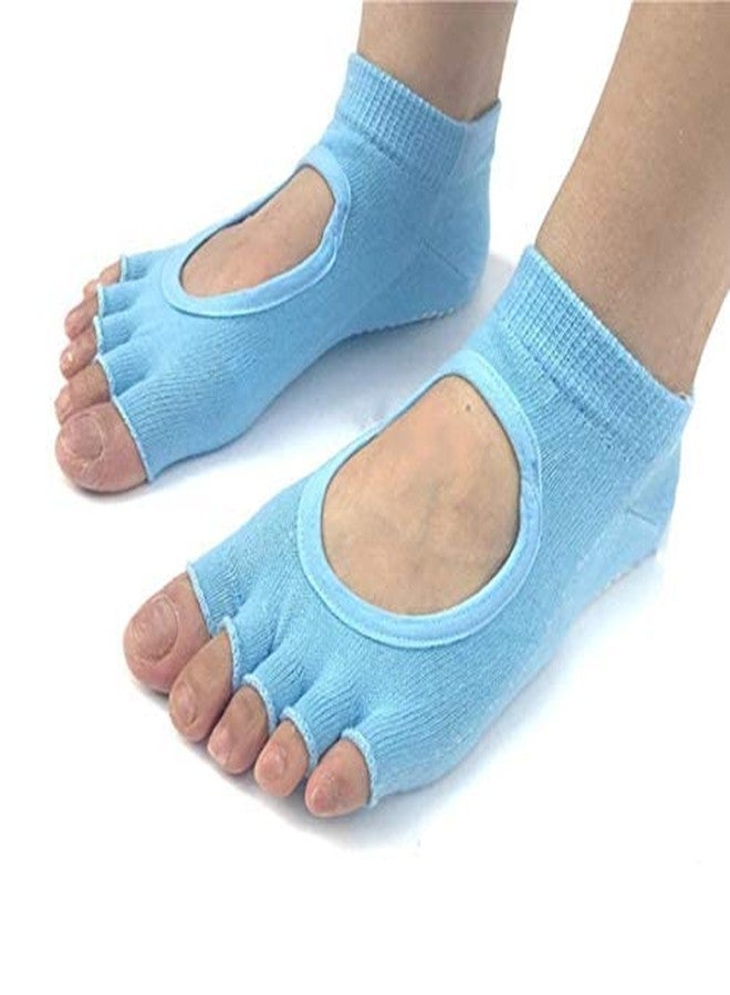 Digital Shoppy Anti-slip Massage Foot Care Tool Yoga Health Silicone Gel Socks Orthopedic For Women (LIGHT BLUE) - Image 1