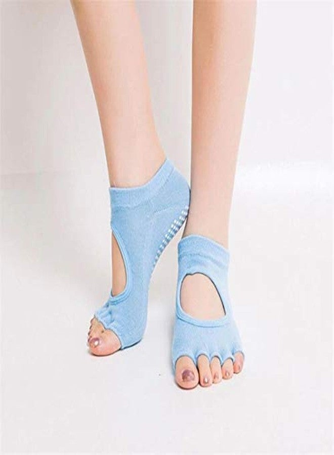 Digital Shoppy Anti-slip Massage Foot Care Tool Yoga Health Silicone Gel Socks Orthopedic For Women (LIGHT BLUE) - Image 2