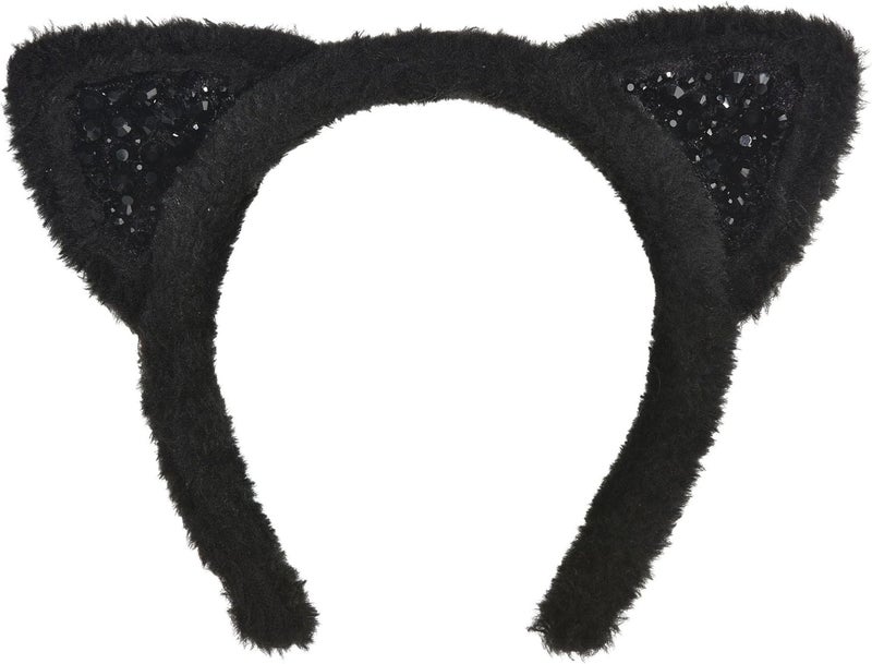 Amscan Black Posh Cat Ears Headband (1 Pc.) - Perfect for Stylish Feline Lovers, Halloween Parties, Cosplay, & Everyday Wear