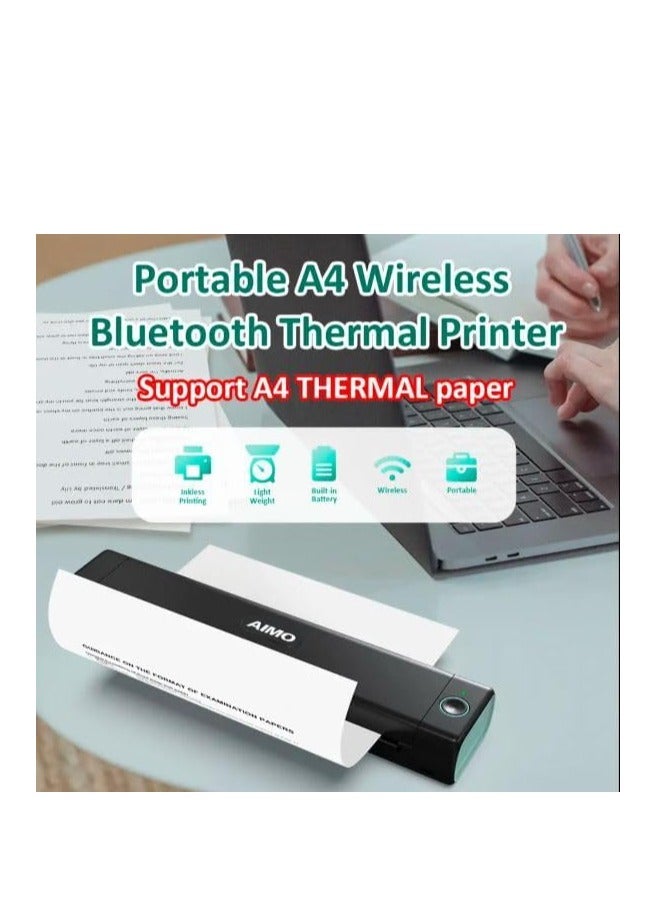 AIMO M08F A4 Portable Thermal Printer, Supports 8.26"x11.69" A4 Thermal Paper, Wireless Mobile Travel Printers for Car & Office, Bluetooth Printer Compatible with Phone & Laptop - Image 2