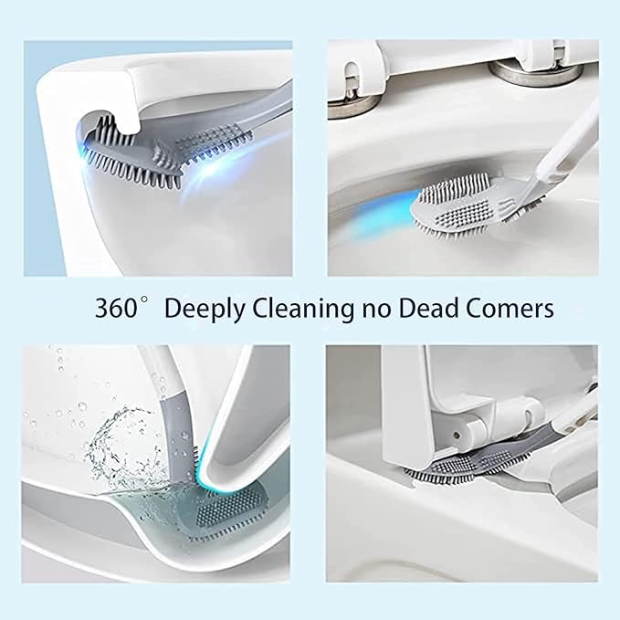Cookety Toilet Brush 360 Golf Toilet Brush Holder Set,Flexible Silicone Long Handled Toilet Bowl Cleaning Brush - Image 4