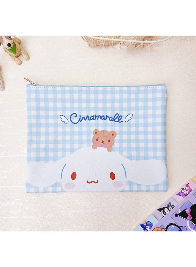 Cartoon Cute A5 File Bag Student Tutorial Bag Interstellar Stilly Zipper Plaid Pu Leather Storage Bag