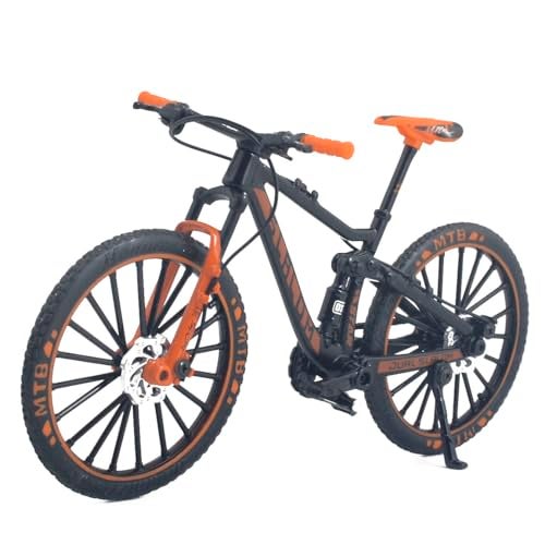 Ailejia Alloy Mountain MTB Bicycle Ornament Model Bike Cake Topper Racing DH Bike Mountain Finger Bicycle Toy Mini XC Bicycle Vehicles Party Decorations Crafts for Home Black Orange - Image 1