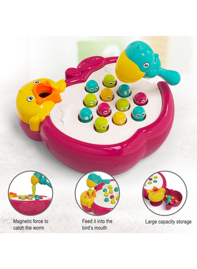 COGNIKIDS لعبة الدودة المغناطيسية للأطفال – لعبة مهارات الحركة الدقيقة من مونتيسوري للأطفال 18 شهرًا فما فوق | لعبة تعليمية اصطياد الدودة مع طائر، تفاحة و 12 دودة | لعبة تعليمية لمرحلة ما قبل المدرسة - Image 4