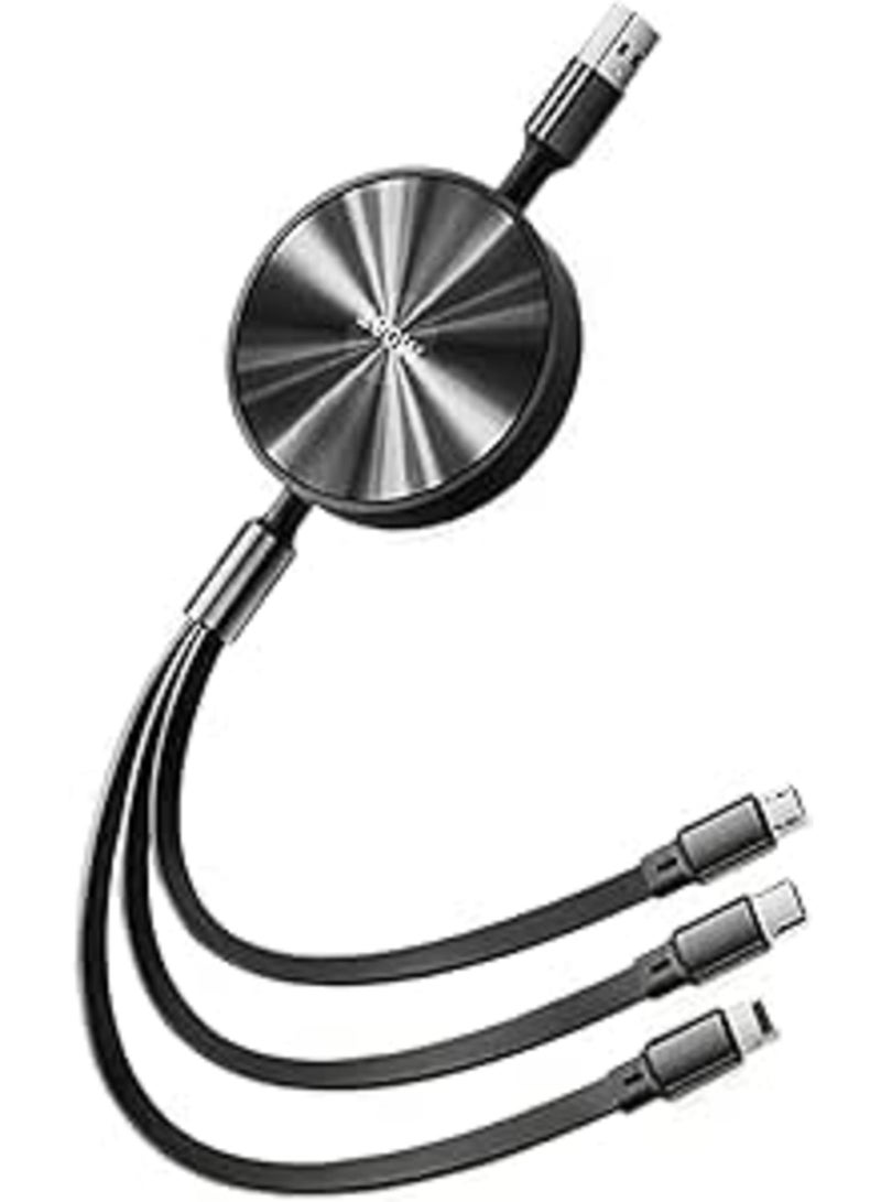 SOLARAE Multi Charging Cable, 3 in 1 Charging Cable, Travel Charger  Adapter with Lightning/Type C/Micro USB Ports for Cell Phones/iPhone/Samsung/PS/Tablets (3.6Ft/1.1m) - Image 1