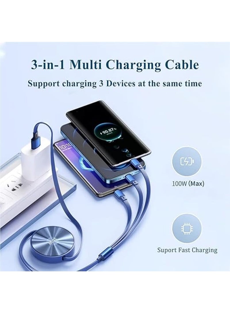SOLARAE Multi Charging Cable, 3 in 1 Charging Cable, Travel Charger  Adapter with Lightning/Type C/Micro USB Ports for Cell Phones/iPhone/Samsung/PS/Tablets (3.6Ft/1.1m) - Image 3