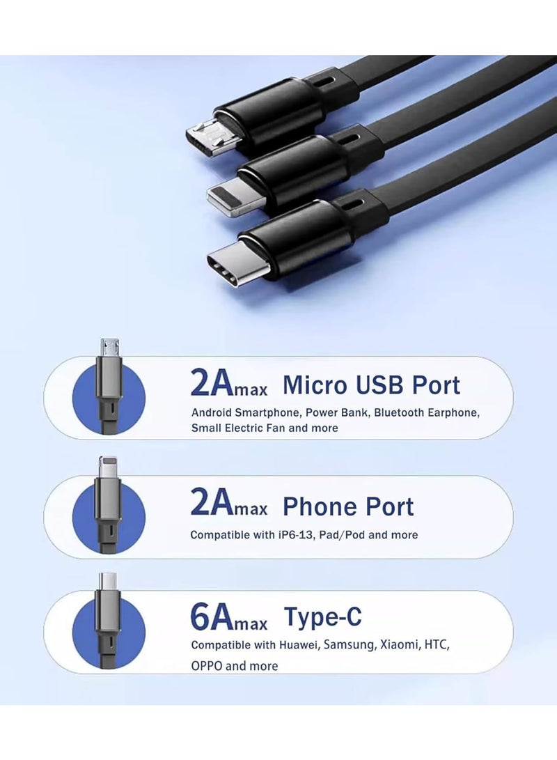 SOLARAE Multi Charging Cable, 3 in 1 Charging Cable, Travel Charger  Adapter with Lightning/Type C/Micro USB Ports for Cell Phones/iPhone/Samsung/PS/Tablets (3.6Ft/1.1m) - Image 5