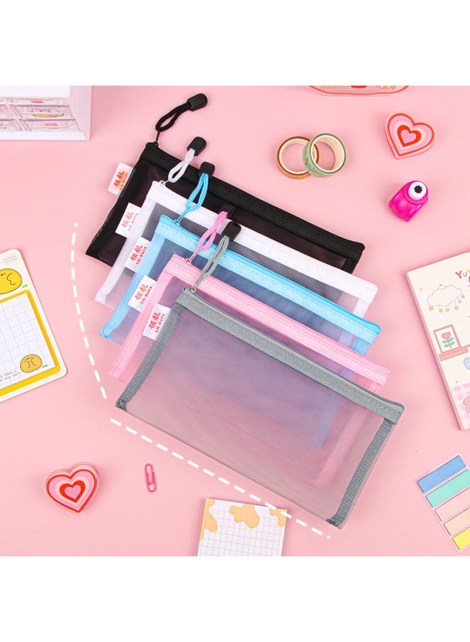 HELPS Transparent File Bag Office Large Capacity Nylon Mesh Durable Information Bag A4 Student Portable Zipper Storage Bag - Image 2