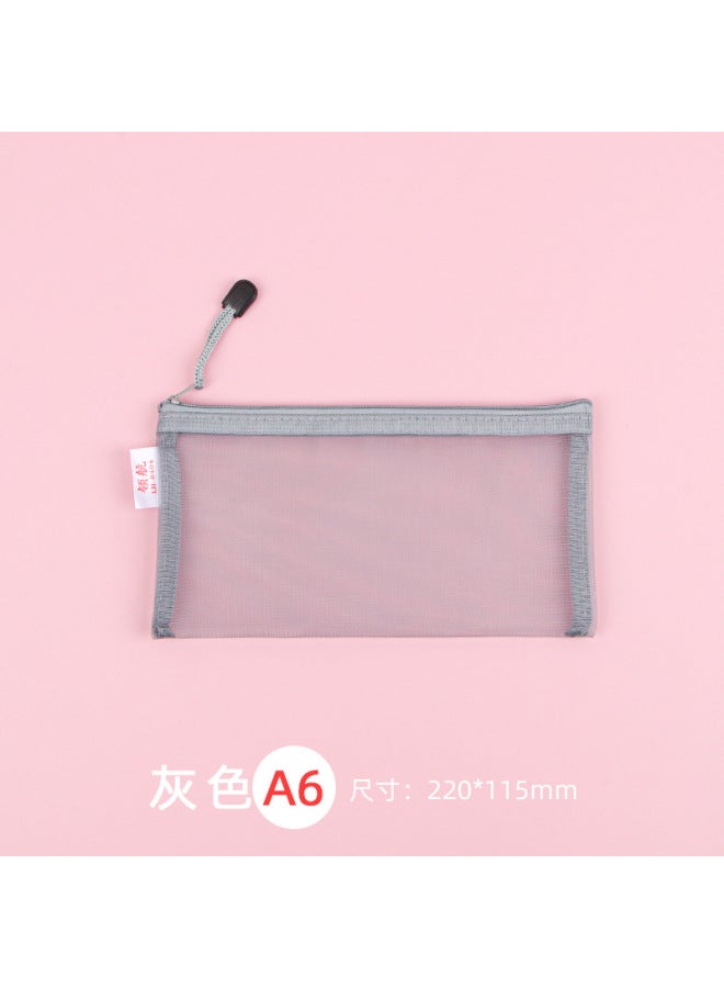 HELPS Transparent File Bag Office Large Capacity Nylon Mesh Durable Information Bag A4 Student Portable Zipper Storage Bag - Image 1