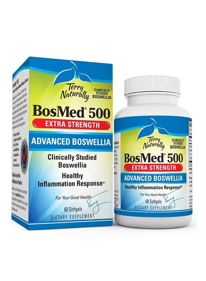 Terry Naturally BosMed 500 - 60 Softgels - Extra Strength 500 mg Boswellia Supplement - Non-GMO, Gluten Free - 60 Servings - Image 1