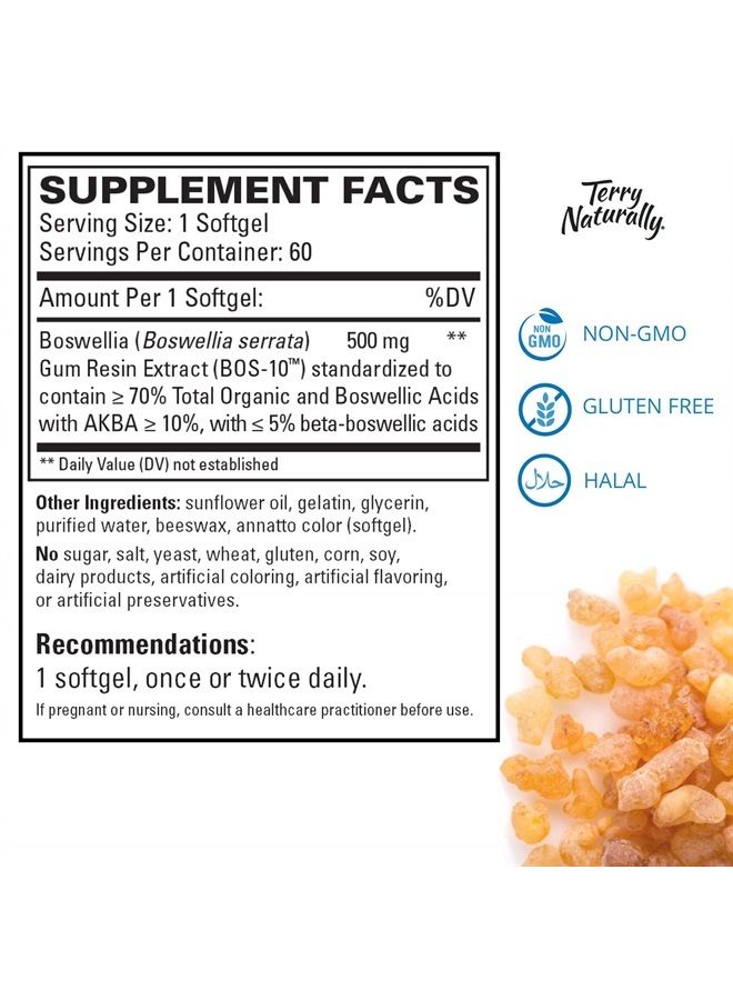 Terry Naturally BosMed 500 - 60 Softgels - Extra Strength 500 mg Boswellia Supplement - Non-GMO, Gluten Free - 60 Servings - Image 3
