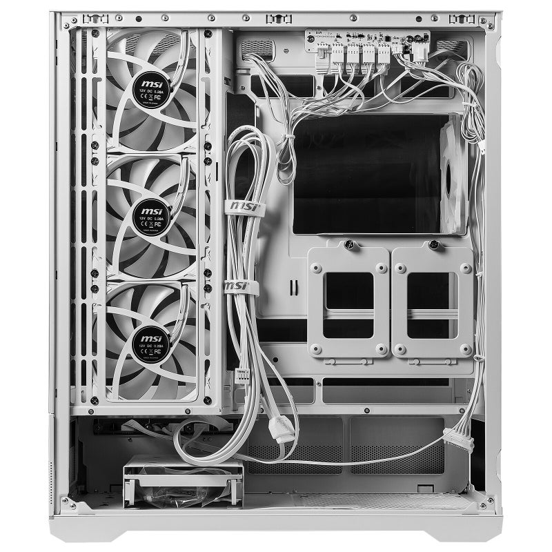 MSI MAG PANO 110R PZ Mid-Tower PC Case, Panoramic 270° Tempered Glass, Reverse Blade ARGB Fans x4, Up to 10 Fan Mounts, USB-C 20Gbps Front I/O, Tool-Free Design, Cable Back-Connect Ready, White | 306-7G28W21-JA4 - Image 3