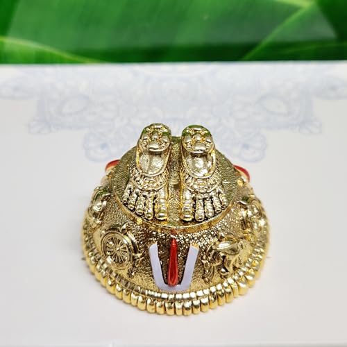 ARNAVIRA 999 Silver Plated Antique Vastu Kamdhenu Cow with Calf Idol with Lakshmi Remedy for Wedding & Housewarming Gift | Pooja Room Height 2.5 Inch (Gold, Medium, Balaji Charan Pauka) - Image 4