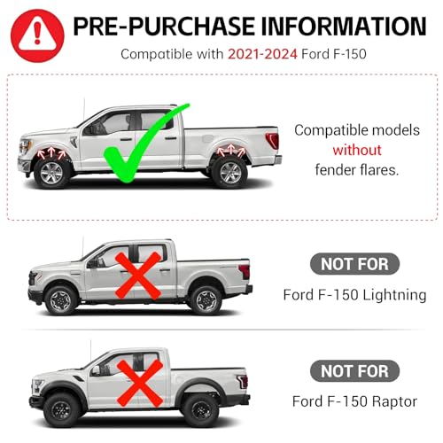 Utiiy Mud Flaps Fit for 2021-2024 Ford F150 Mud Flaps No Drill Guards Splash Fits for 2021 2022 2023 2024 Ford F150 Accessories(Not fit Raptor/Lightning and Fender Flares) - Image 2