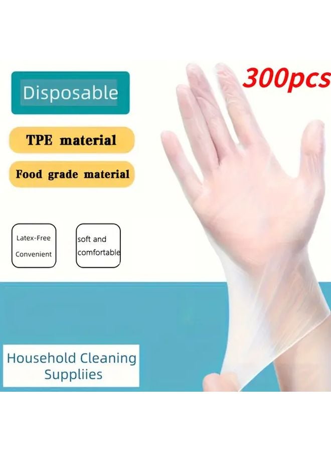300pcs M Size Disposable TPE Gloves Food Grade Latex Free for Home Kitchen Pet Care - Image 2