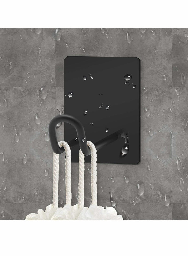 Adhesive Hooks, Stainless Steel Towel Hook, Self Adhesive Hooks , Sticky Hanger for Kitchen and Door, Bathroom Wall Hooks for Hanging Towel Robe Hat Coat Key, 4Packs (Black) - Image 3