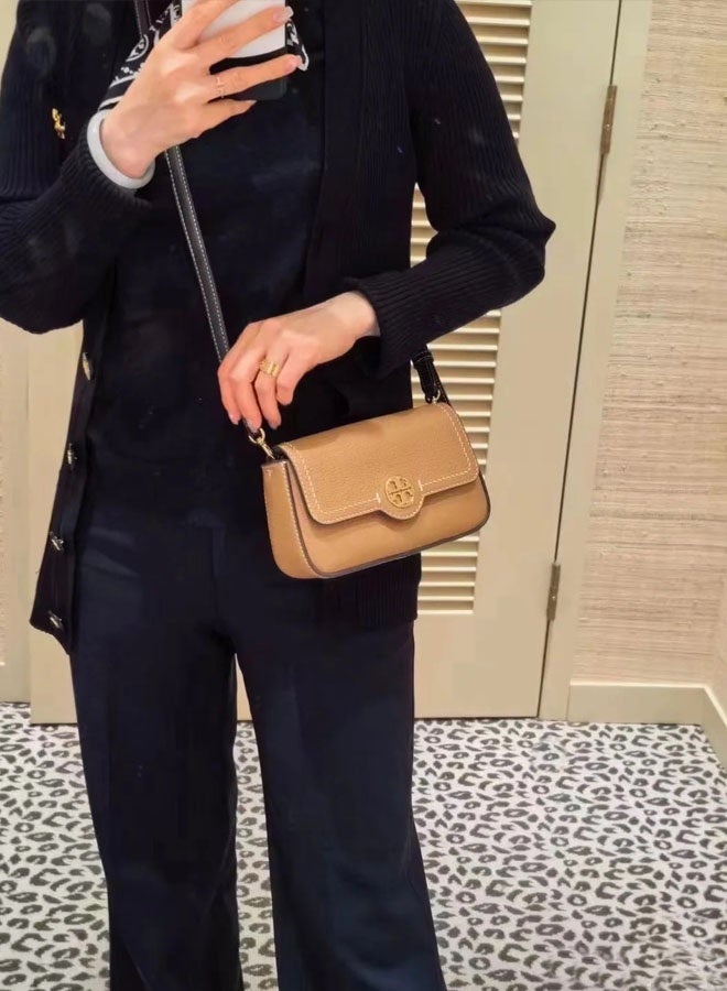 Tory Burch Tory Burch, pebbled flap closure, cross-body bag, tote bag, messenger bag - Image 3