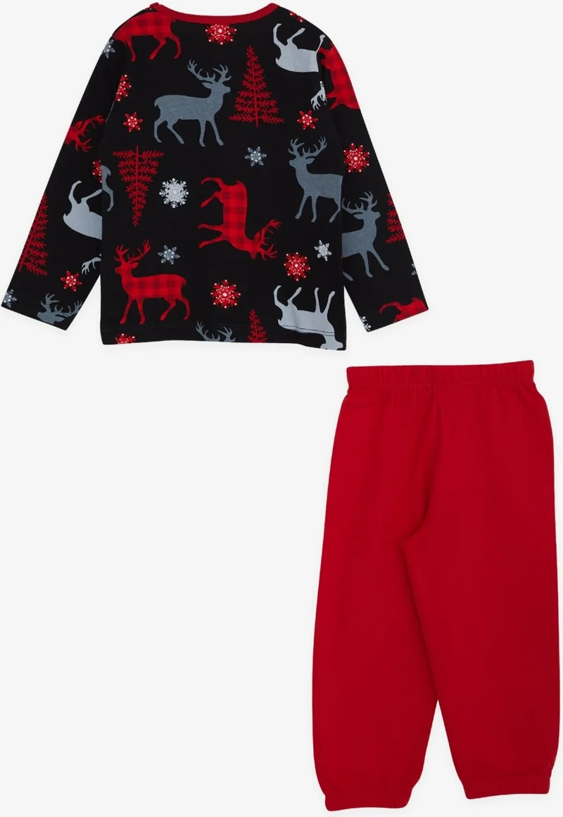 Breeze Baby Boy Pajama Set, Deer Patterned, 9 Months-3 Years, Black