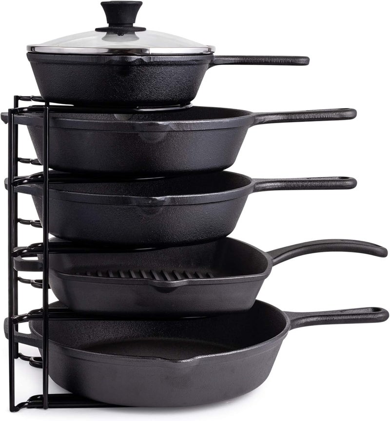 Cuisinel منظم أواني ثقيل، رف ذو 5 طبقات - يتحمل حتى 50 رطلاً - يحمل مقالي الحديد الزهر، وصواني الشواء، والأواني الضحلة - هيكل فولاذي متين - تخزين مطبخ موفر للمساحة - لا يتطلب تجميع - Image 1