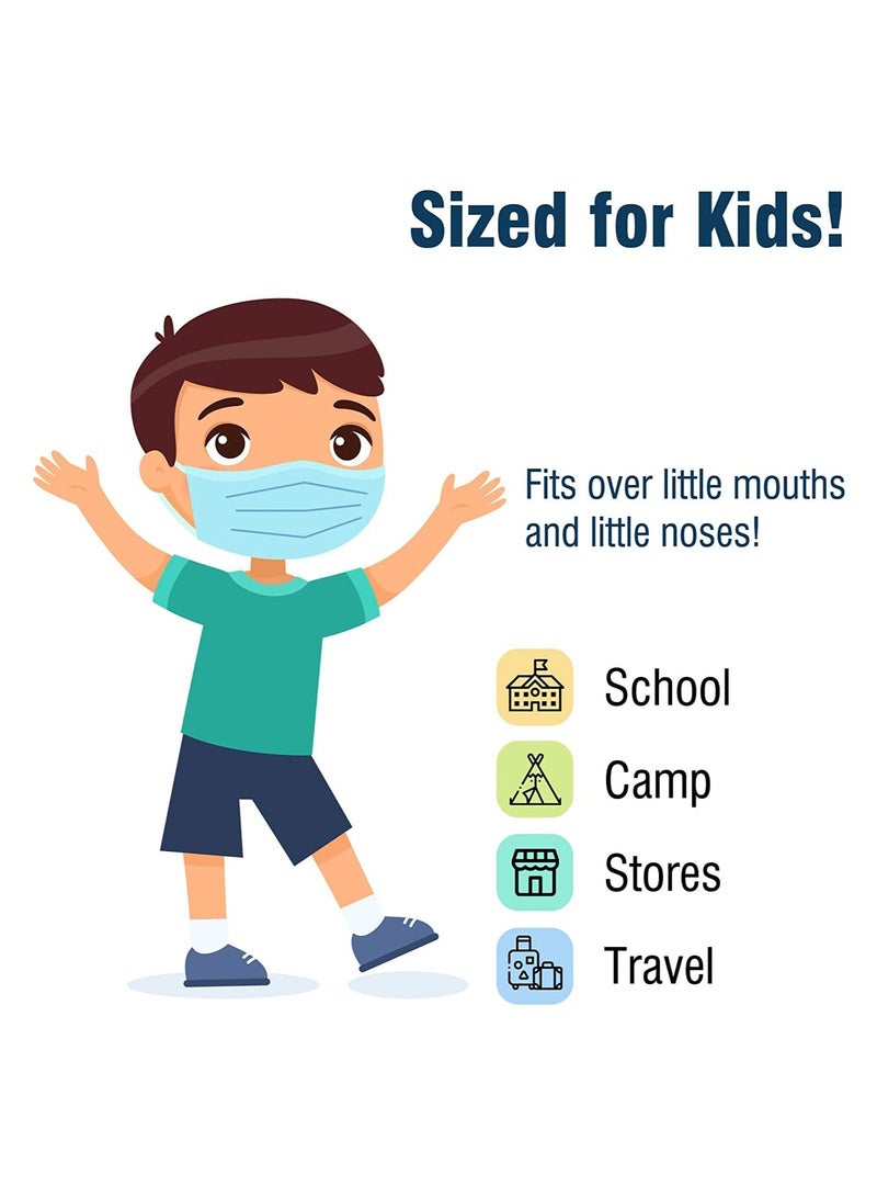 Dada DADA Individually Packaged 3 Layer Disposable Protective Face Mask, Premium Quality Face Mask with Elastic Ear Loop. Specially Designed for Kids (50pcs Individually Wrapped/ box) (Standard Blue)  - Image 3