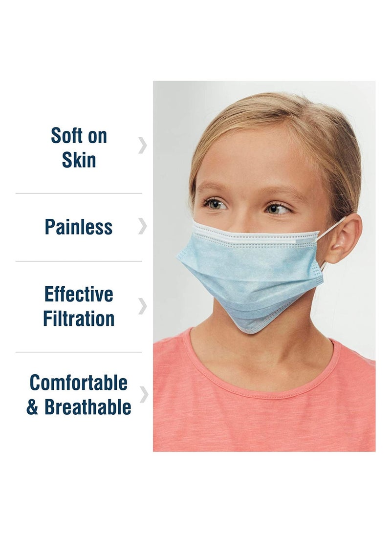 Dada DADA Individually Packaged 3 Layer Disposable Protective Face Mask, Premium Quality Face Mask with Elastic Ear Loop. Specially Designed for Kids (50pcs Individually Wrapped/ box) (Standard Blue)  - Image 5