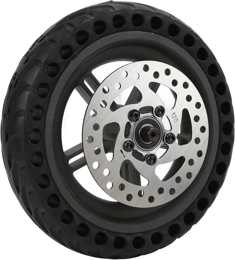 klarako Electric Scooter Rear Tire Assembly, 8.5In Rubber Wheel Hub Solid Tire 220lb Max Load Honeycomb Tire Rear Wheel Replacement 120mm Brake Disk Set for PRO PRO2 8.5in 2 Wheel Electric Scooter - Image 1