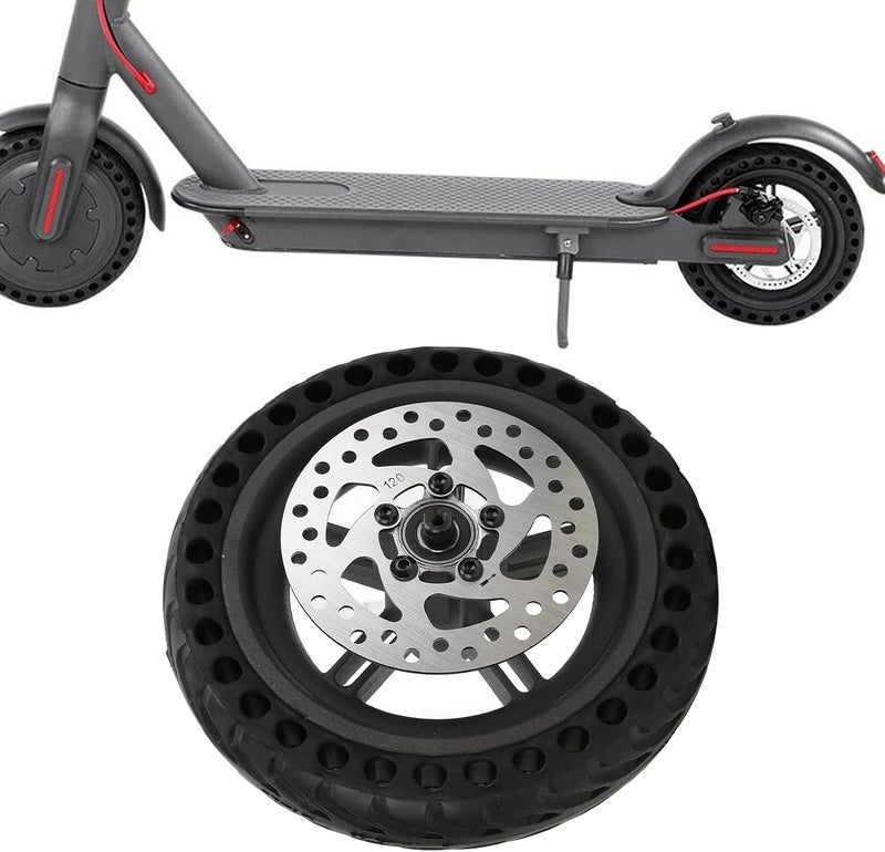 klarako Electric Scooter Rear Tire Assembly, 8.5In Rubber Wheel Hub Solid Tire 220lb Max Load Honeycomb Tire Rear Wheel Replacement 120mm Brake Disk Set for PRO PRO2 8.5in 2 Wheel Electric Scooter - Image 4