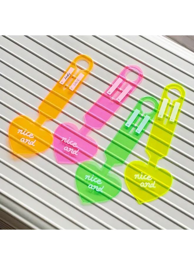 4pcs Fluorescent Candy Backpack Tags Yellow Pink Green Orange Durable PVC Foldable Long Lasting Design For Travel School Business Trips Playful Functional Backpack Accessories - Image 1