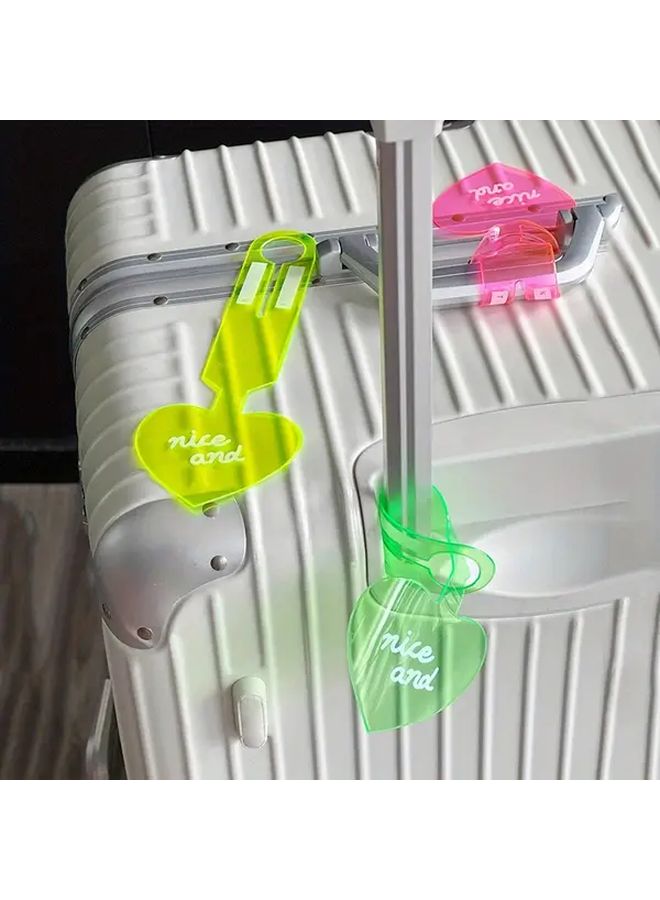 4pcs Fluorescent Candy Backpack Tags Yellow Pink Green Orange Durable PVC Foldable Long Lasting Design For Travel School Business Trips Playful Functional Backpack Accessories - Image 2