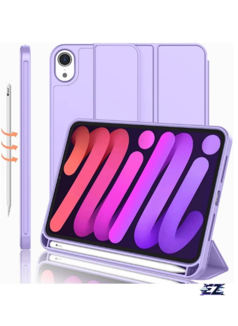 IAF iPad Mini 7 Case 2024 â€“ A17 Pro 8.3-Inch 7th Generation Case with Pencil Holder, Trifold Stand, and Soft TPU Back, Purple - Image 1