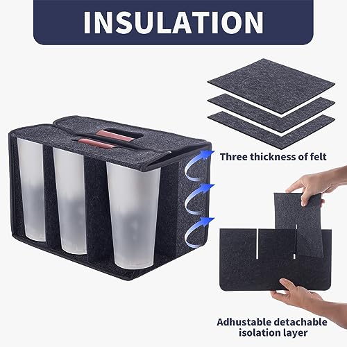 Foyego 6 Cup Drink Carrier with Handle Reusable Insulated Drink Caddy Drink Holder for Car Folding Portable Coffee Cup Holder Bag for Travel and Delivery - Image 3