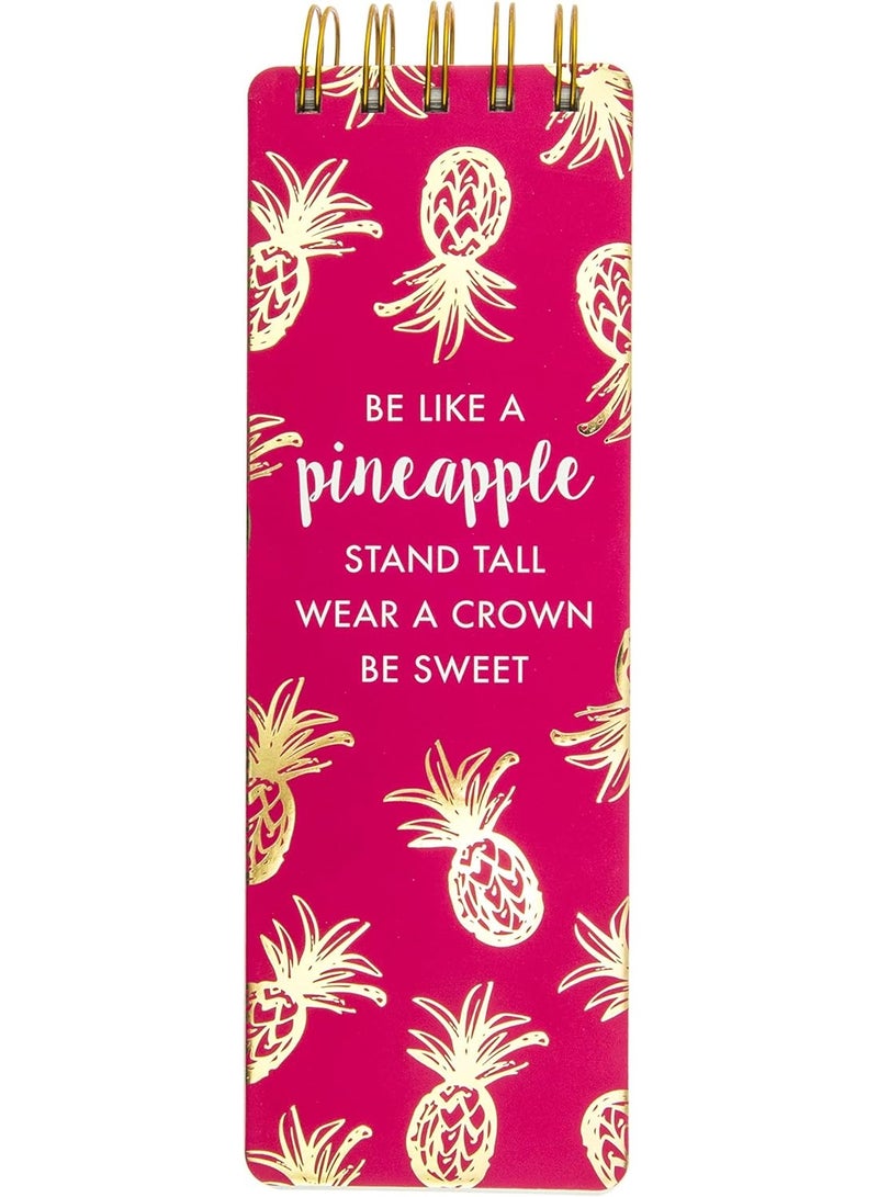 Graphique دفتر ملاحظات جرافيك الأناناس، وردي زاهي وزخرفة من الذهب، دفتر محمول، 150 ورقة مخططة مع تصميمات غلاف متطابقة، 3" × 8.75" - Image 2